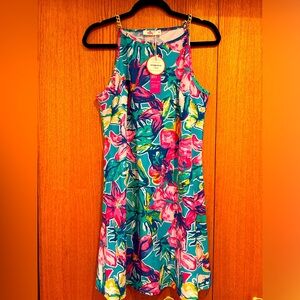 NWT Aryeh Tropical UPF 50 Floral Dress With Gold Chair Straps Women’s Medium